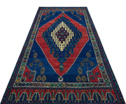 Mavi Anadolu Bohem Geometrik Yün Halı 138x302 - Özel Seri