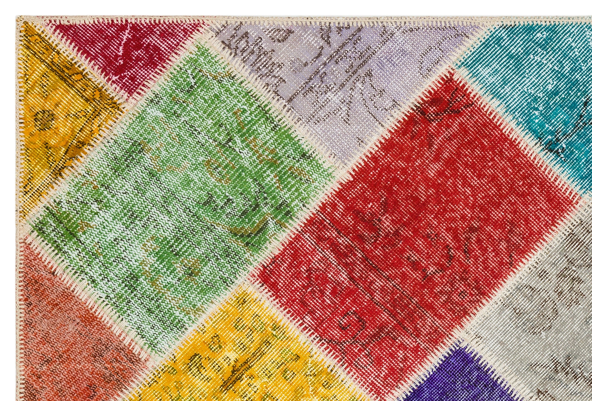 Iskece Bej Patchwork Yün El Dokuma Halısı 122 x 183 Apex Unique