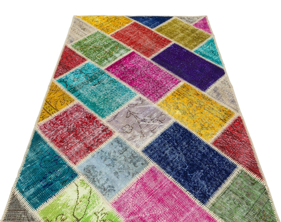 Bej Bohem Geometrik Yün Halı 123x181