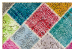 Iskece Bej Patchwork Yün El Dokuma Halısı 123 x 181 Apex Unique