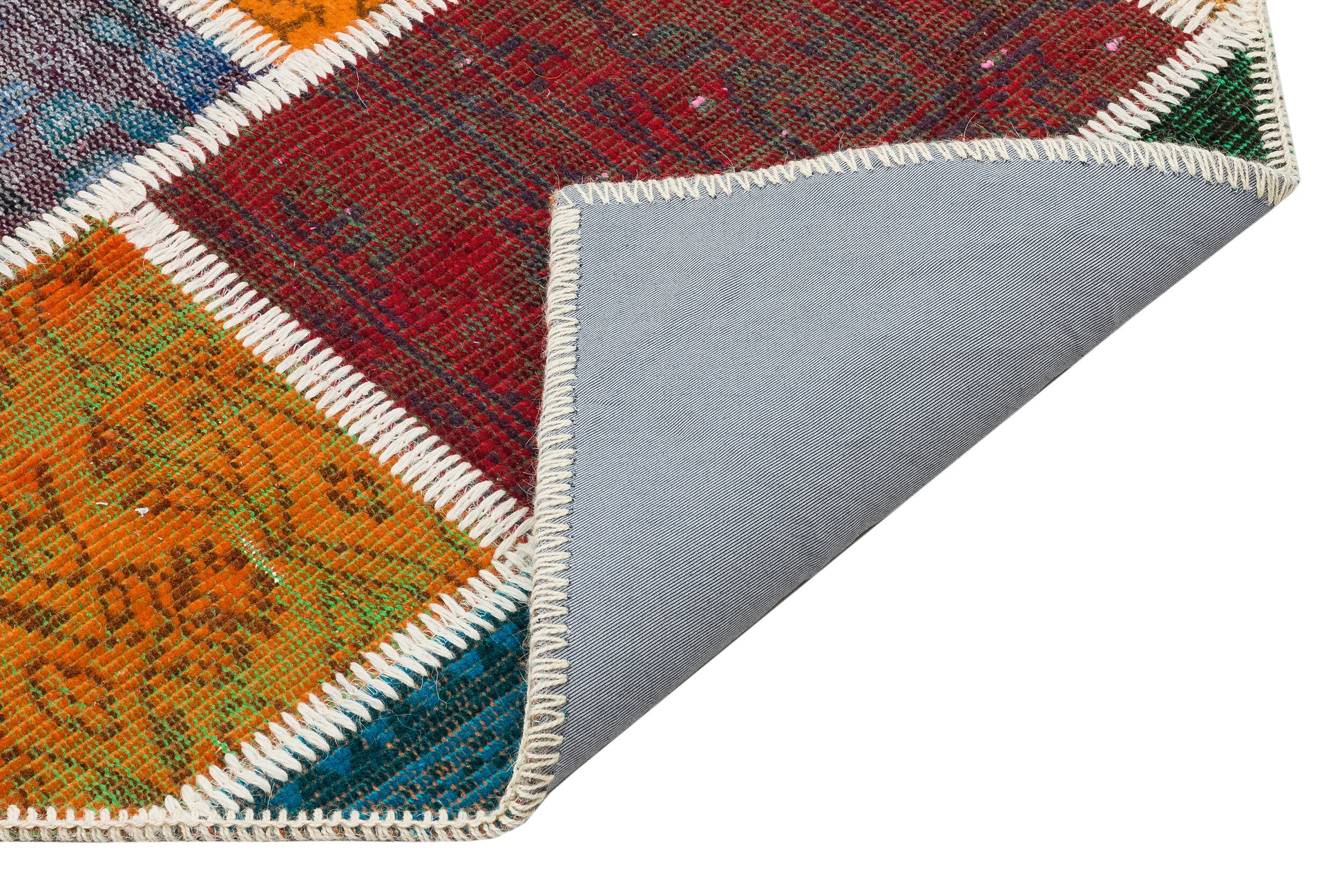 Iskece Bej Patchwork Yün El Dokuma Halısı 122 x 186 Apex Unique