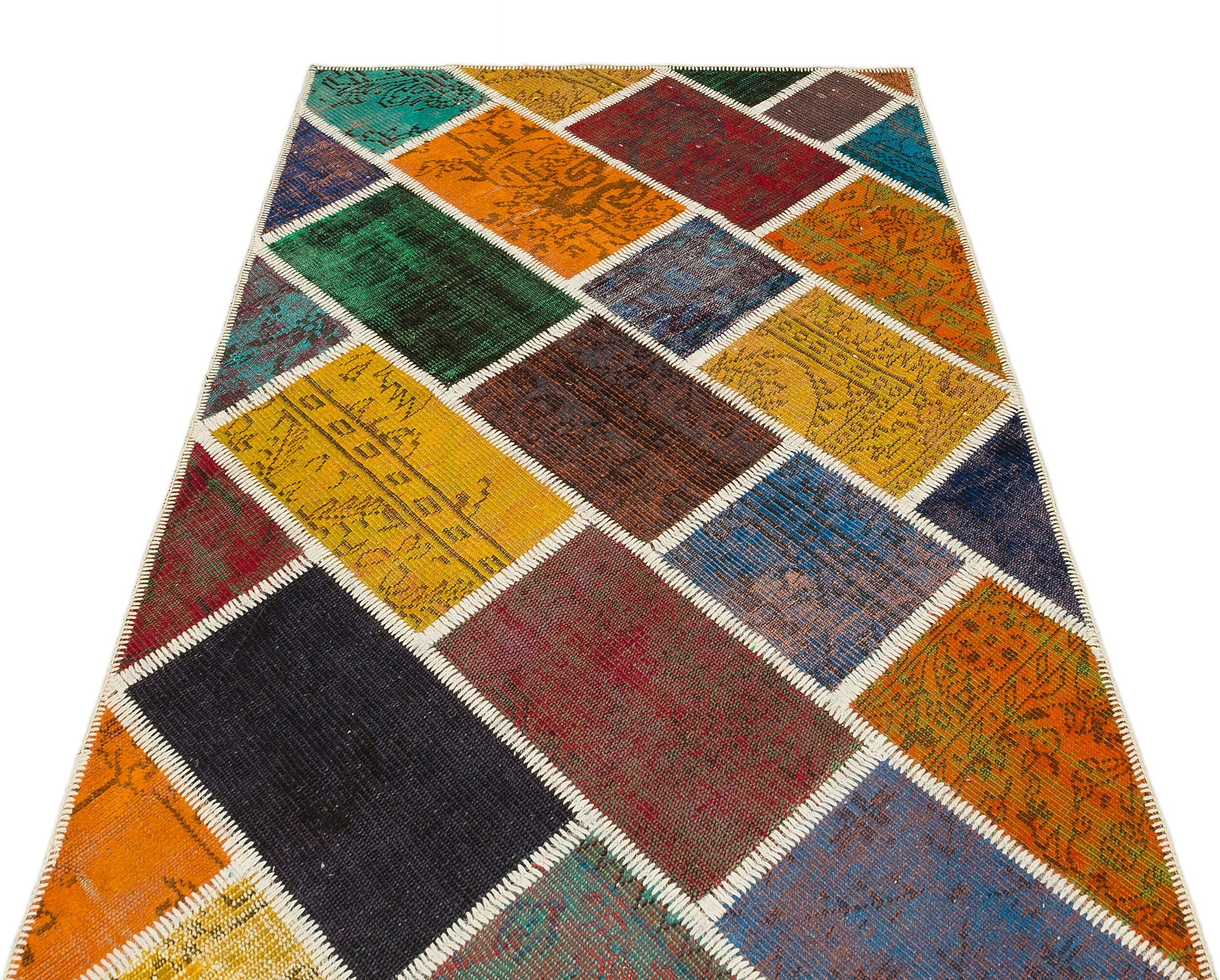 Iskece Bej Patchwork Yün El Dokuma Halısı 122 x 186 Apex Unique