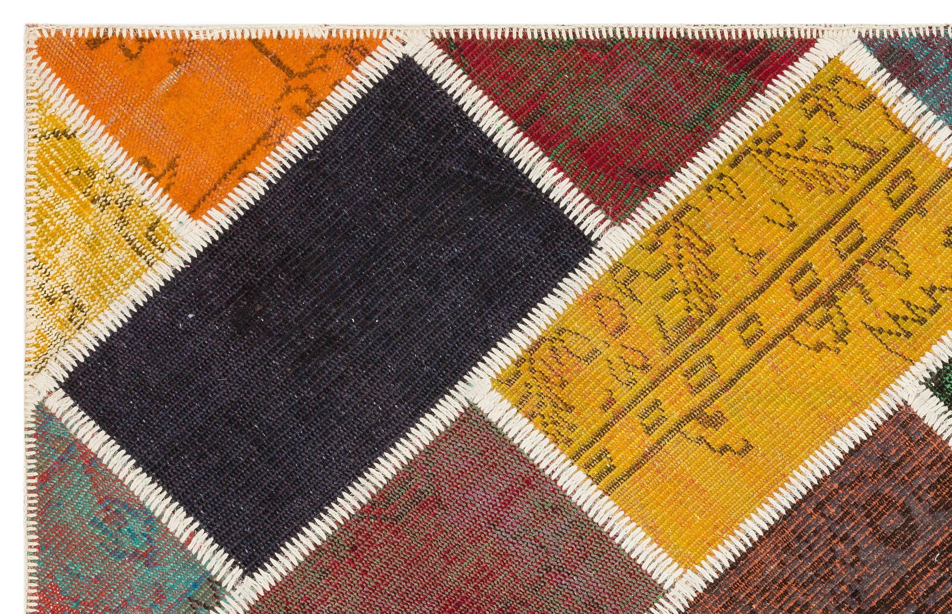 Iskece Bej Patchwork Yün El Dokuma Halısı 122 x 186 Apex Unique