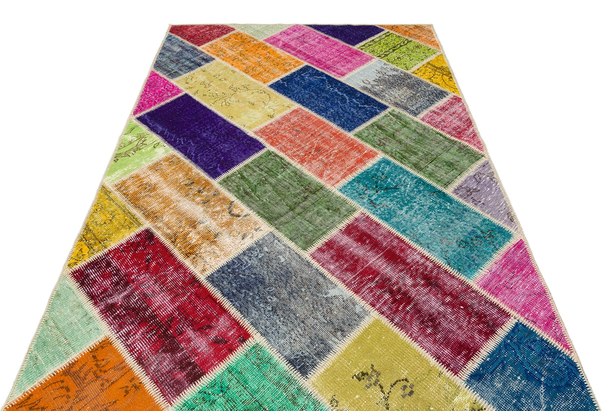 Iskece Bej Patchwork Yün El Dokuma Halısı 160 x 233 Apex Unique