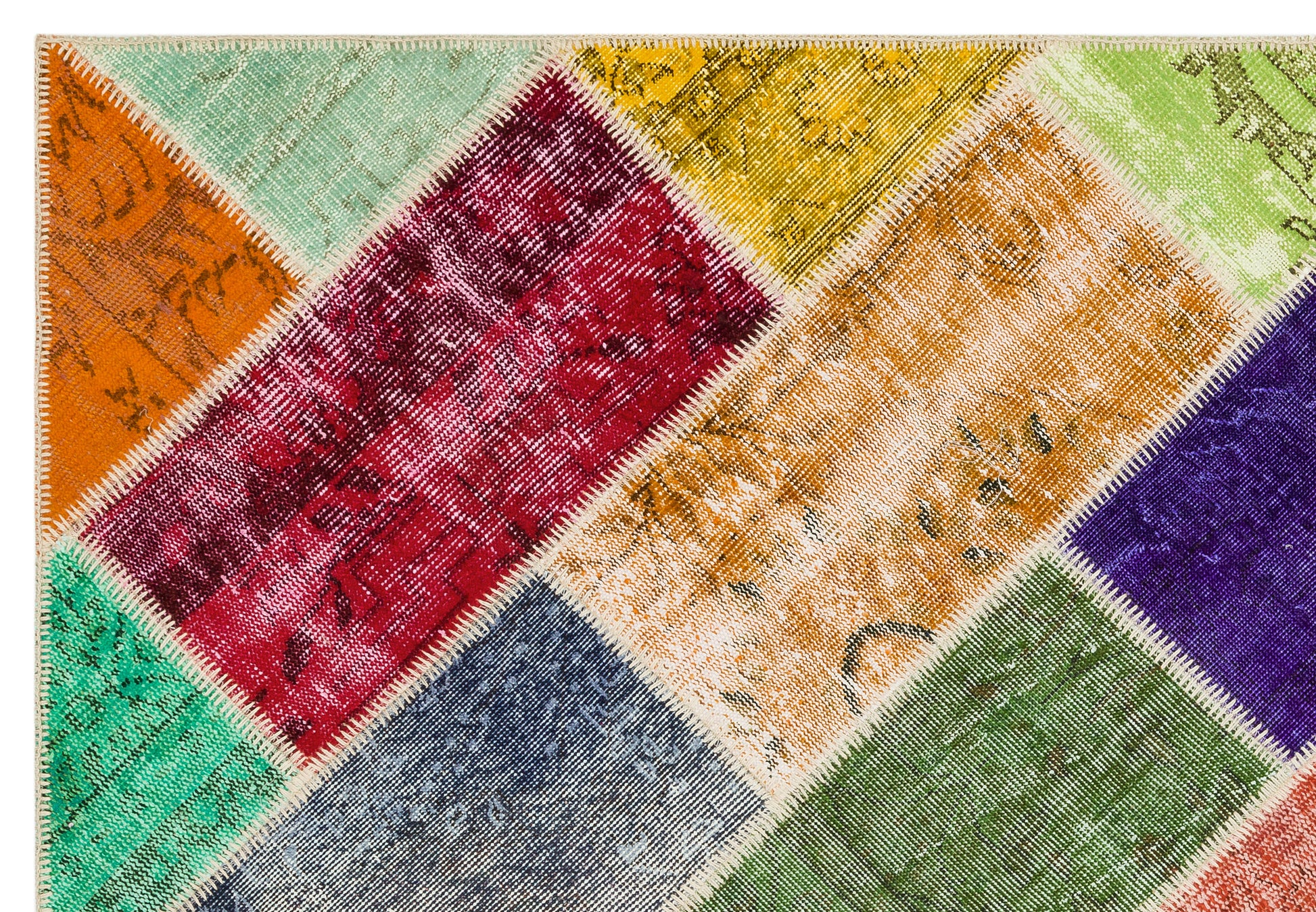 Iskece Bej Patchwork Yün El Dokuma Halısı 160 x 233 Apex Unique