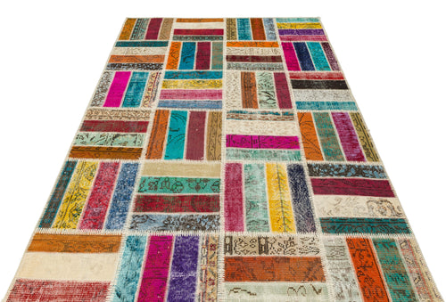 Iskece Bej Patchwork Yün El Dokuma Halısı 162 x 246 Apex Unique