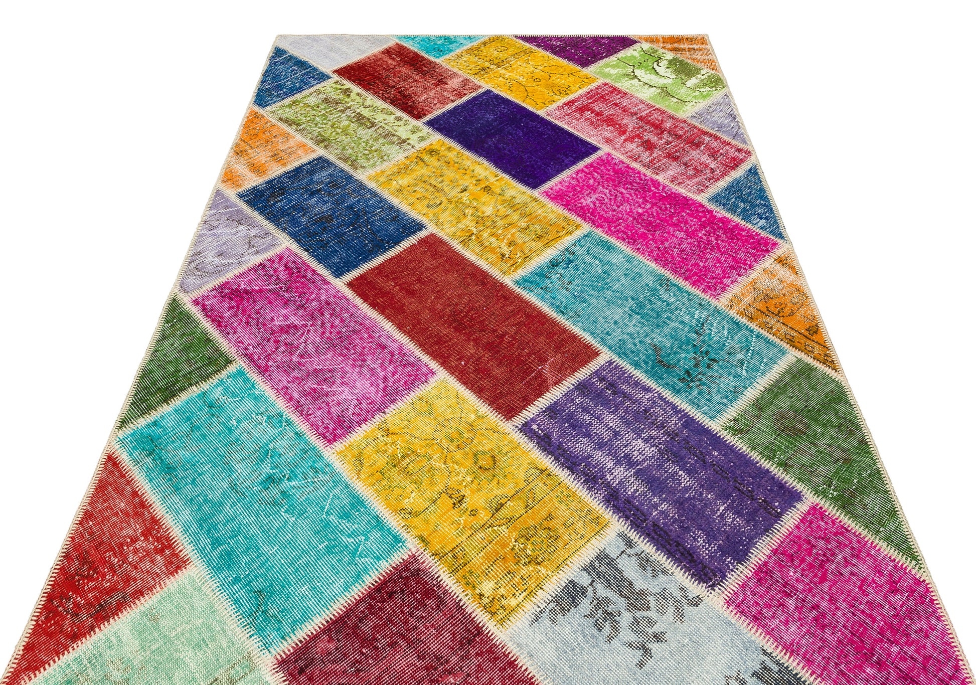 Iskece Bej Patchwork Yün El Dokuma Halısı 157 x 234 Apex Unique