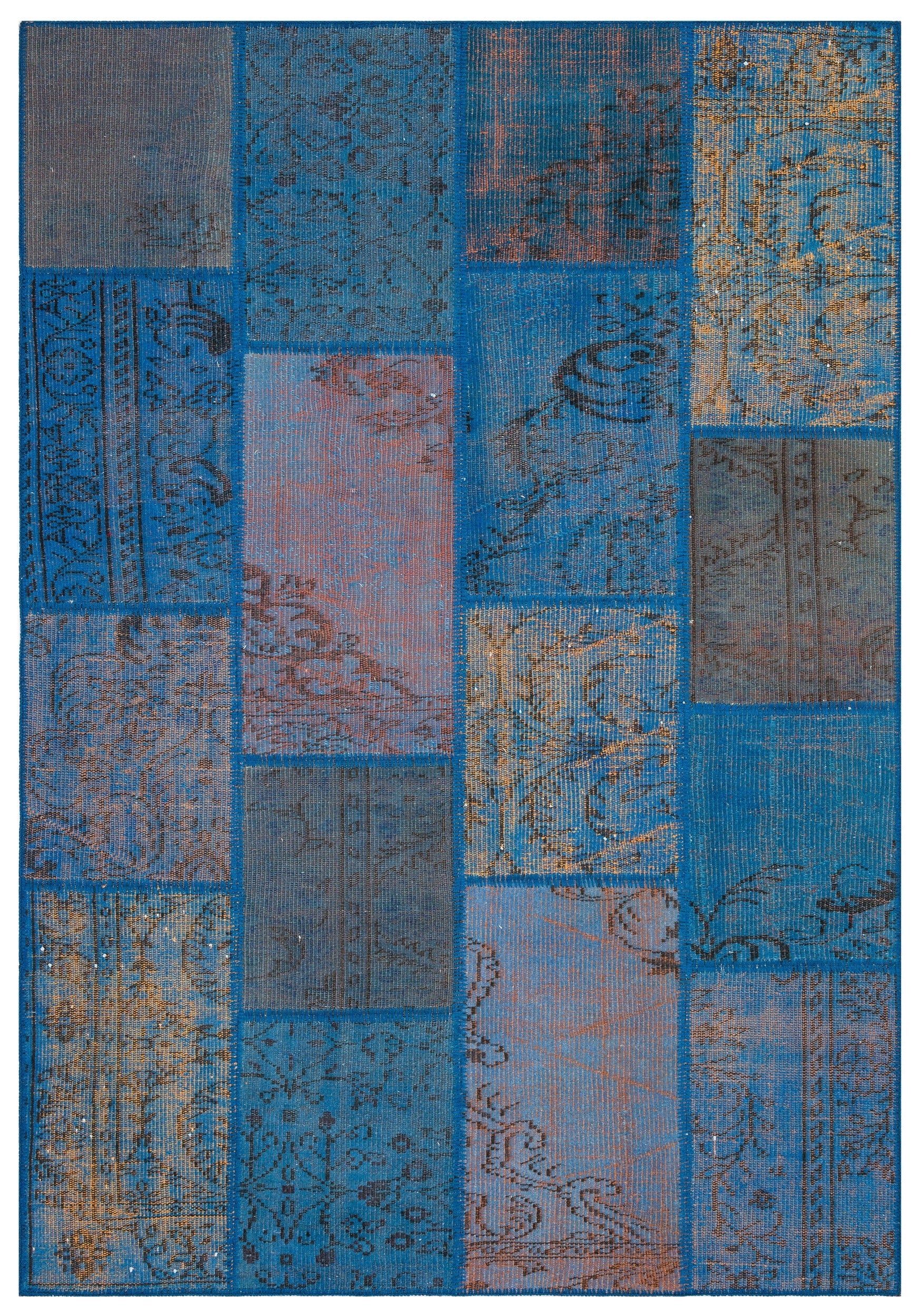 Iskece Mavi Eskitme Yün El Dokuma Halısı 162 x 234 Apex Unique