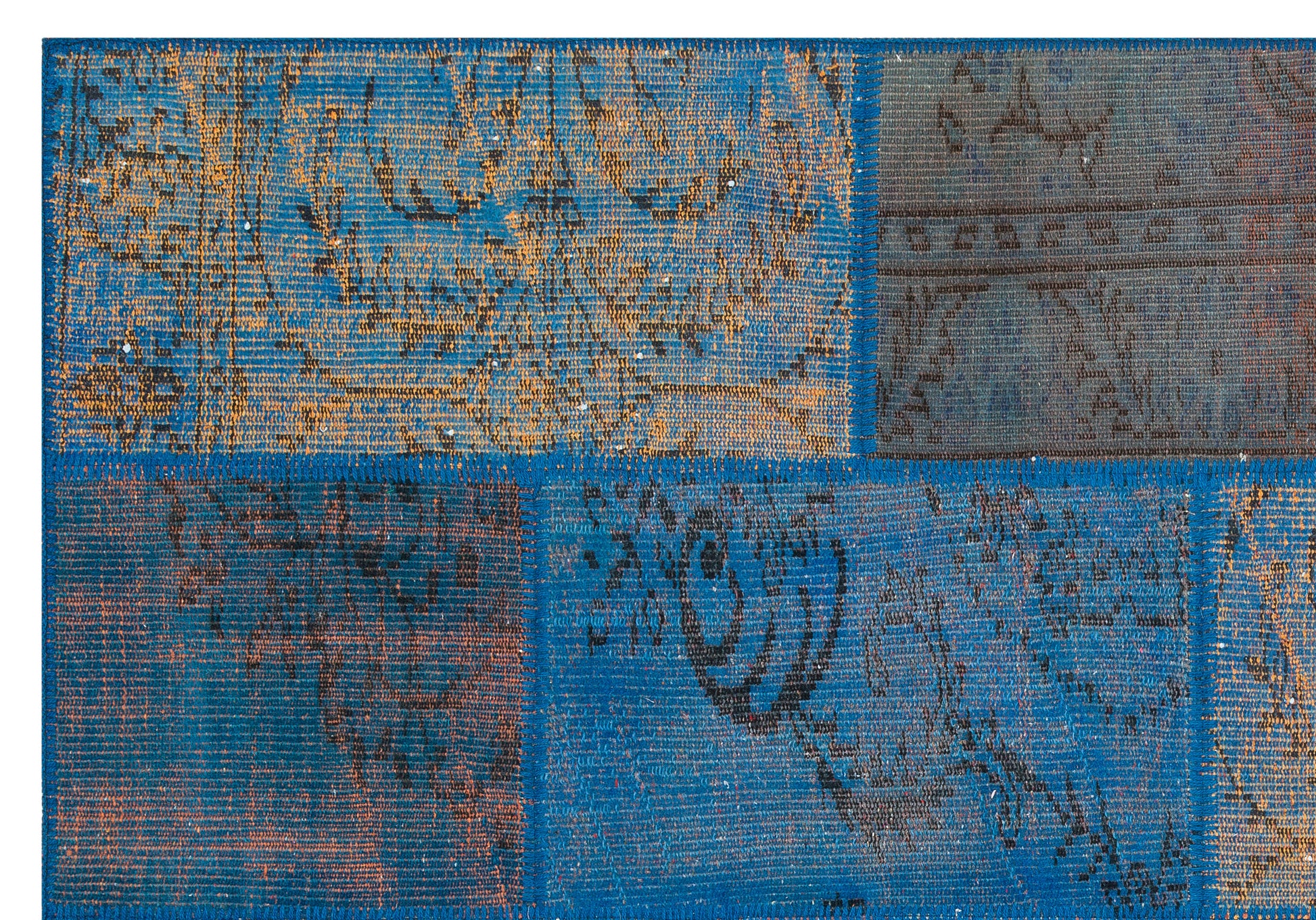 Iskece Mavi Eskitme Yün El Dokuma Halısı 162 x 234 Apex Unique