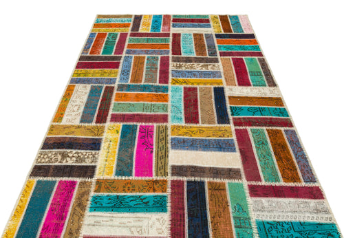 Iskece Bej Patchwork Yün El Dokuma Halısı 160 x 243 Apex Unique