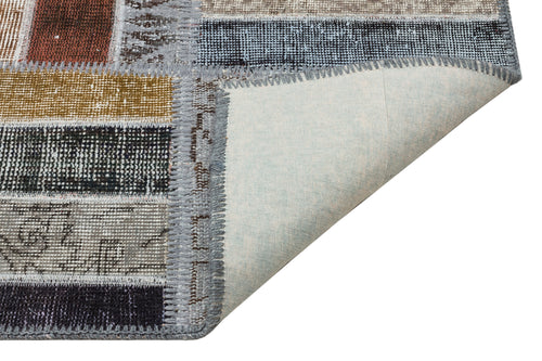 Iskece Gri Patchwork Yün El Dokuma Halısı 158 x 243 Apex Unique