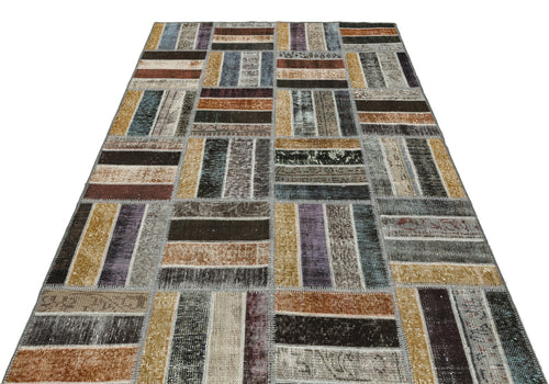 Iskece Gri Patchwork Yün El Dokuma Halısı 158 x 243 Apex Unique