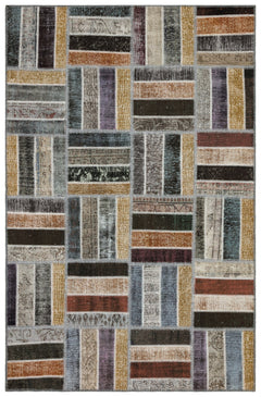 Iskece Gri Patchwork Yün El Dokuma Halısı 158 x 243 Apex Unique