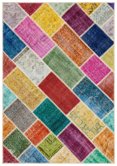 Iskece Bej Patchwork Yün El Dokuma Halısı 162 x 231 Apex Unique