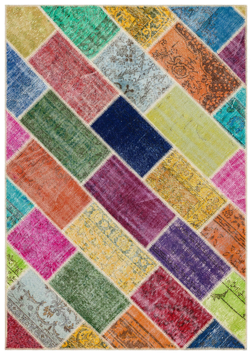 Iskece Bej Patchwork Yün El Dokuma Halısı 163 x 230 Apex Unique