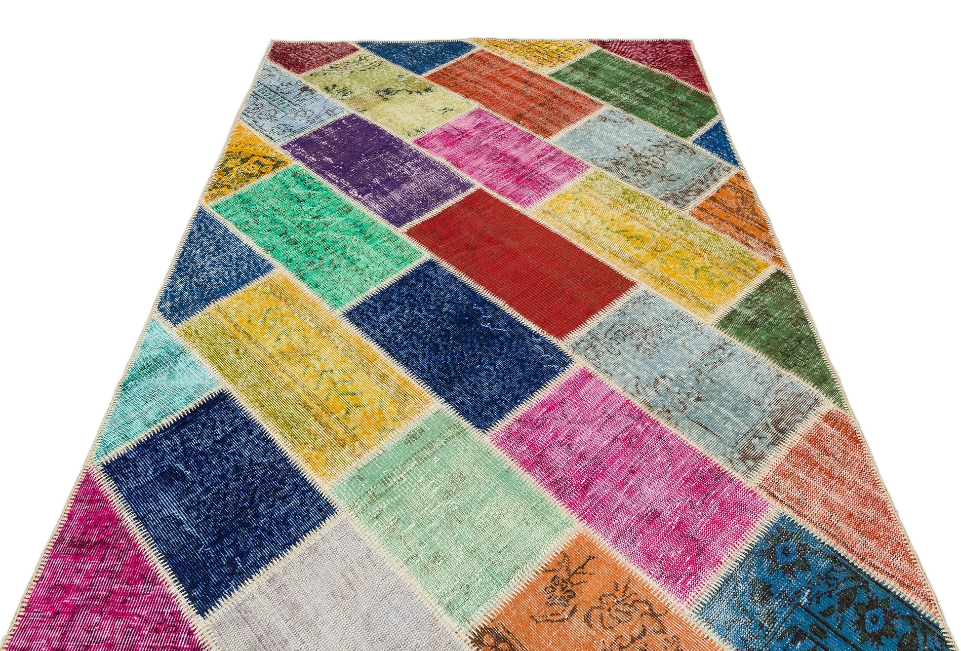 Iskece Bej Patchwork Yün El Dokuma Halısı 162 x 233 Apex Unique