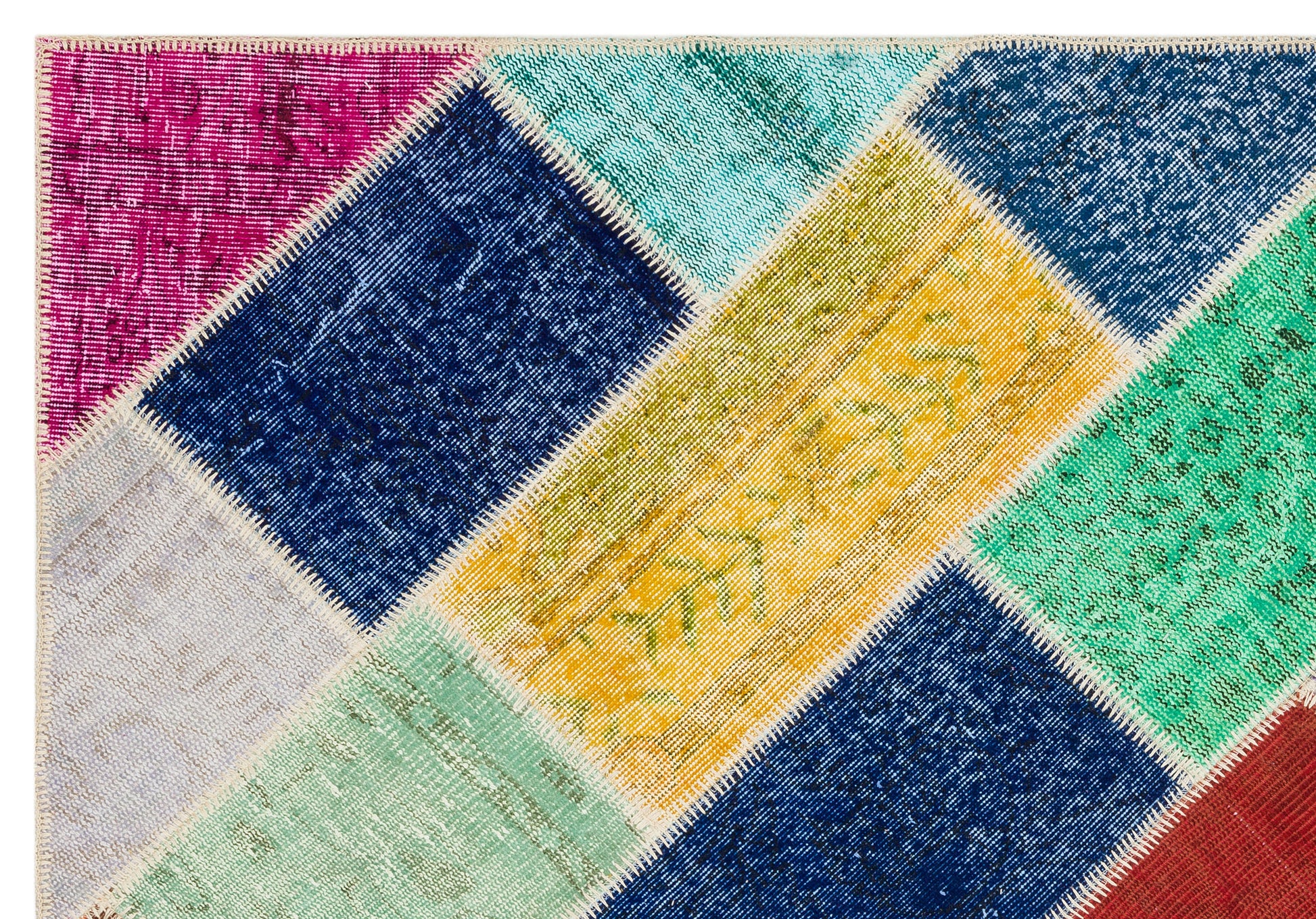 Iskece Bej Patchwork Yün El Dokuma Halısı 162 x 233 Apex Unique