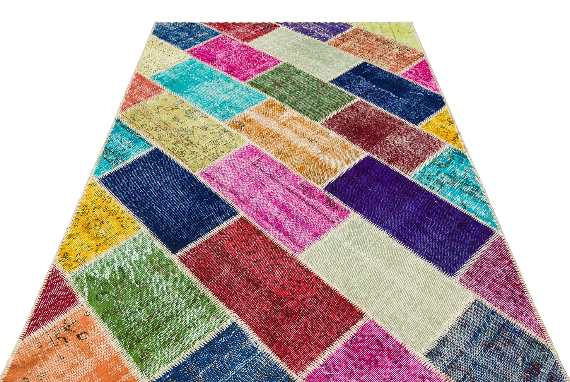 Iskece Bej Patchwork Yün El Dokuma Halısı 160 x 234 Apex Unique