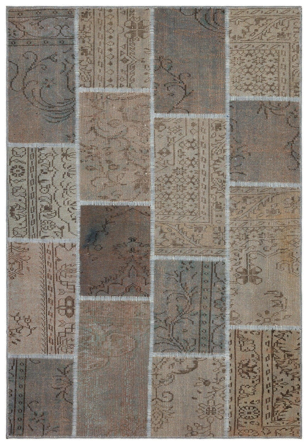 Gri Anadolu Modern Vintage Yün Halı 161x233 - Özel Seri