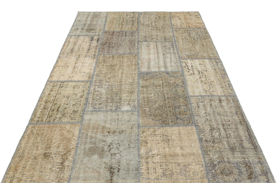 Bej Anadolu Eskitme Geometrik Yün Halı 162x232 - Özel Seri