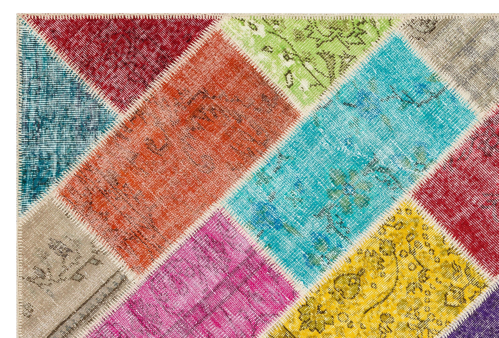 Iskece Bej Patchwork Yün El Dokuma Halısı 159 x 236 Apex Unique