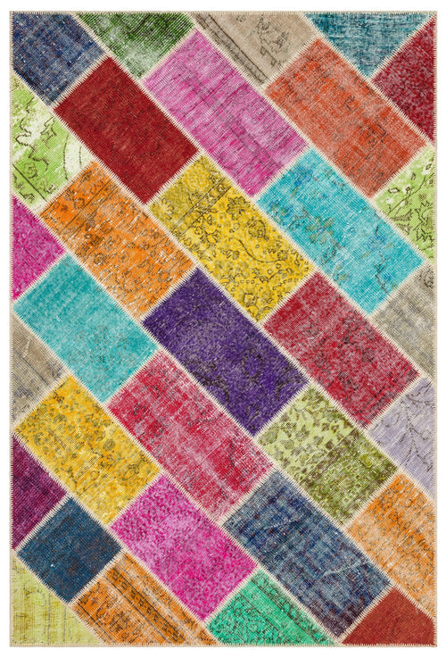 Iskece Bej Patchwork Yün El Dokuma Halısı 159 x 236 Apex Unique