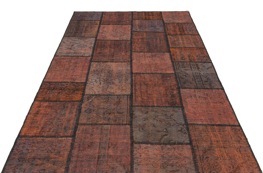 Antrasit Bordo Anadolu Eskitme Geometrik Yün Halı 161x232 - Özel Seri