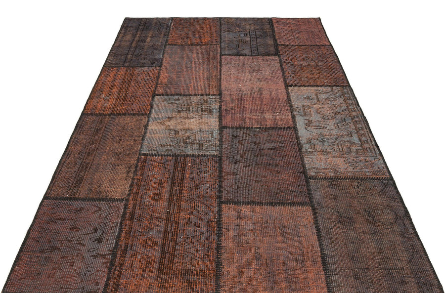 Bordo Gri Anadolu Eskitme Geometrik Yün Halı 162x233 - Özel Seri