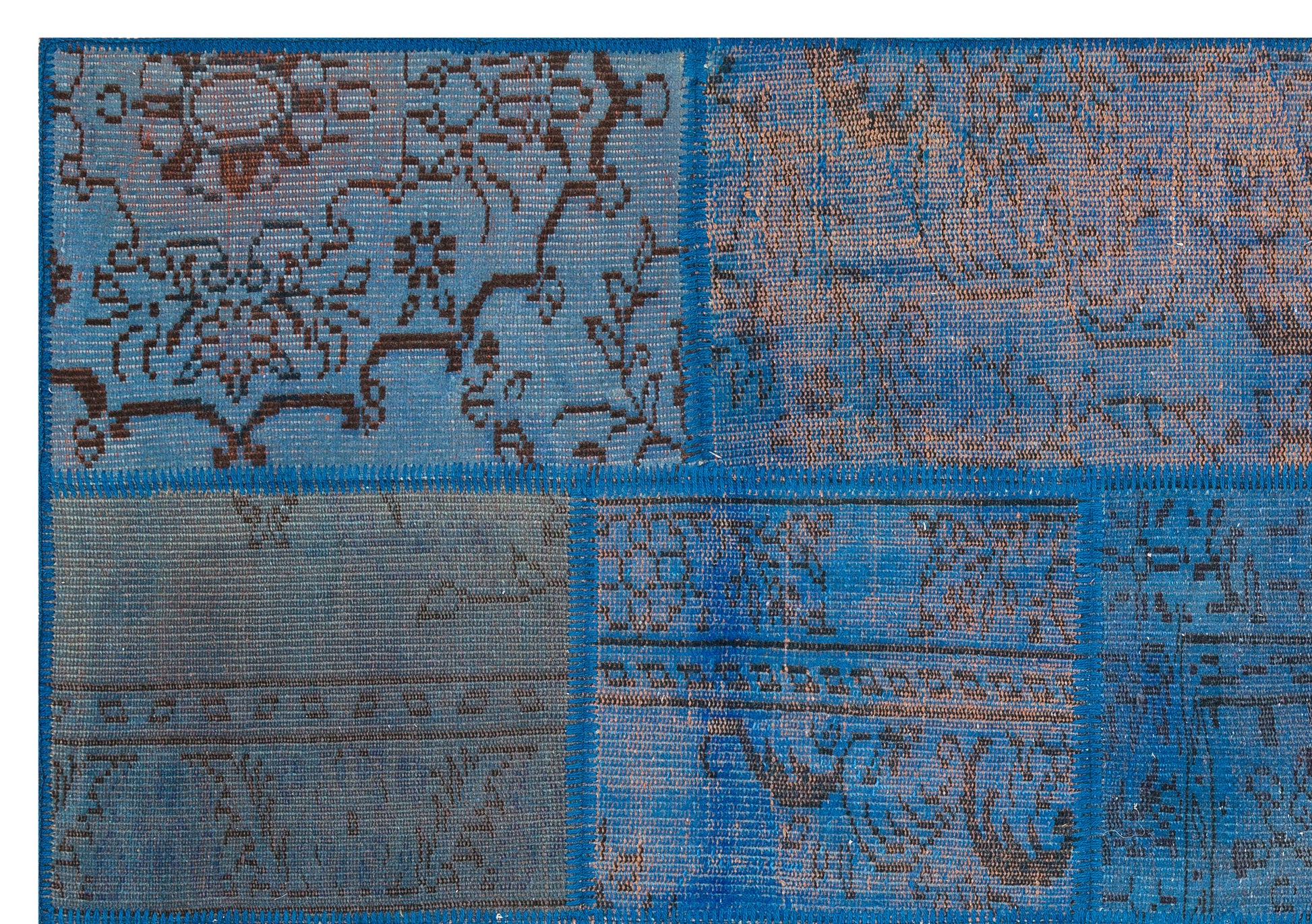 Iskece Mavi Eskitme Yün El Dokuma Halısı 162 x 231 Apex Unique