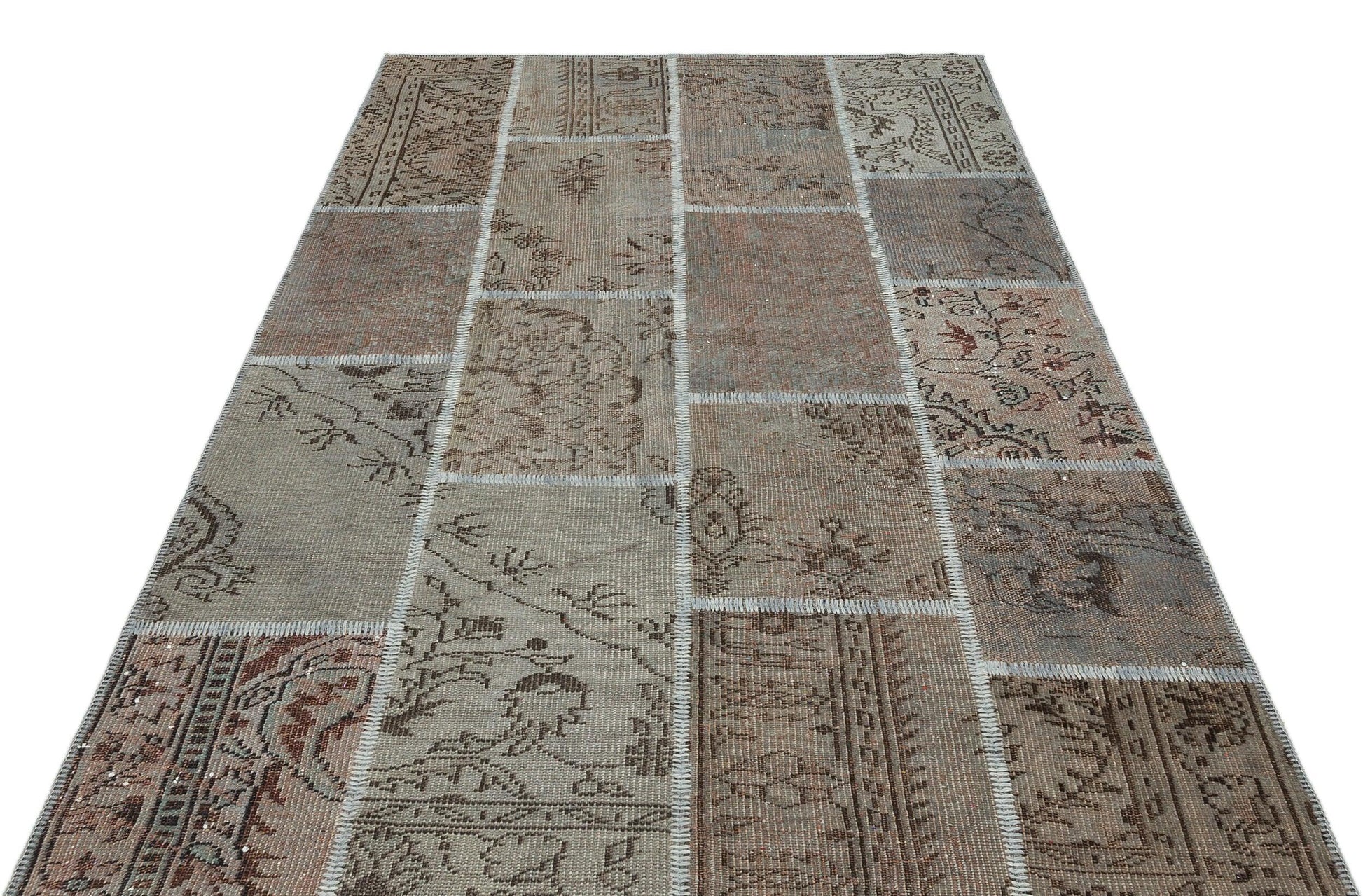 Bej Anadolu Eskitme Geometrik Yün Halı 161x232 - Özel Seri