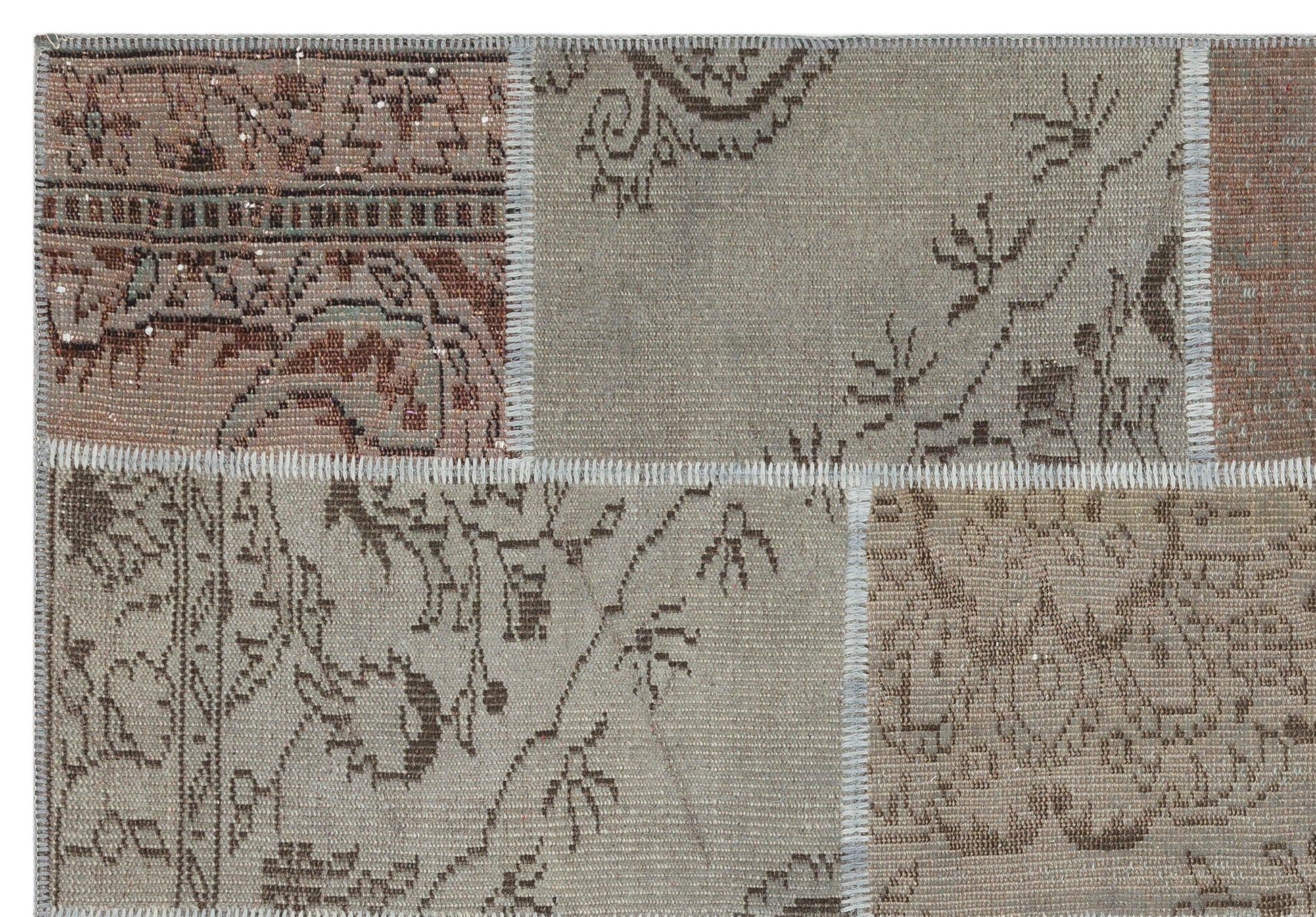 Bej Anadolu Eskitme Geometrik Yün Halı 161x232 - Özel Seri