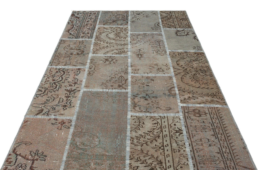 Bej Gri Anadolu Eskitme Geometrik Yün Halı 161x232 - Özel Seri