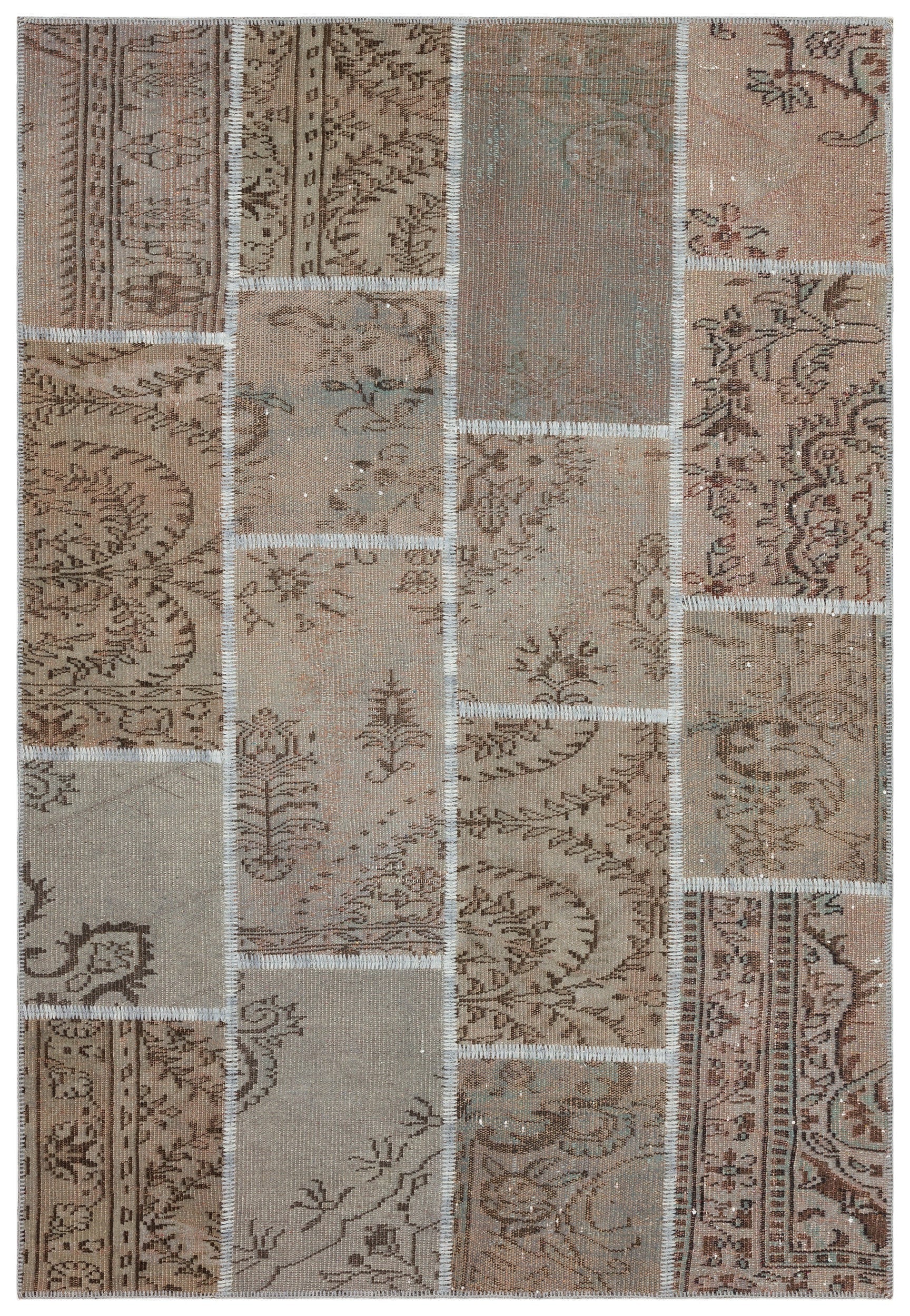 Iskece Kahverengi Eskitme Yün El Dokuma Halısı 161 x 232 Apex Unique