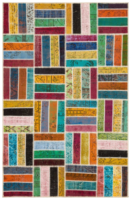 Iskece Bej Patchwork Yün El Dokuma Halısı 160 x 244 Apex Unique