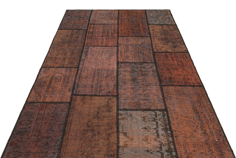 Antrasit Bordo Anadolu Eskitme Geometrik Yün Halı 159x232 - Özel Seri