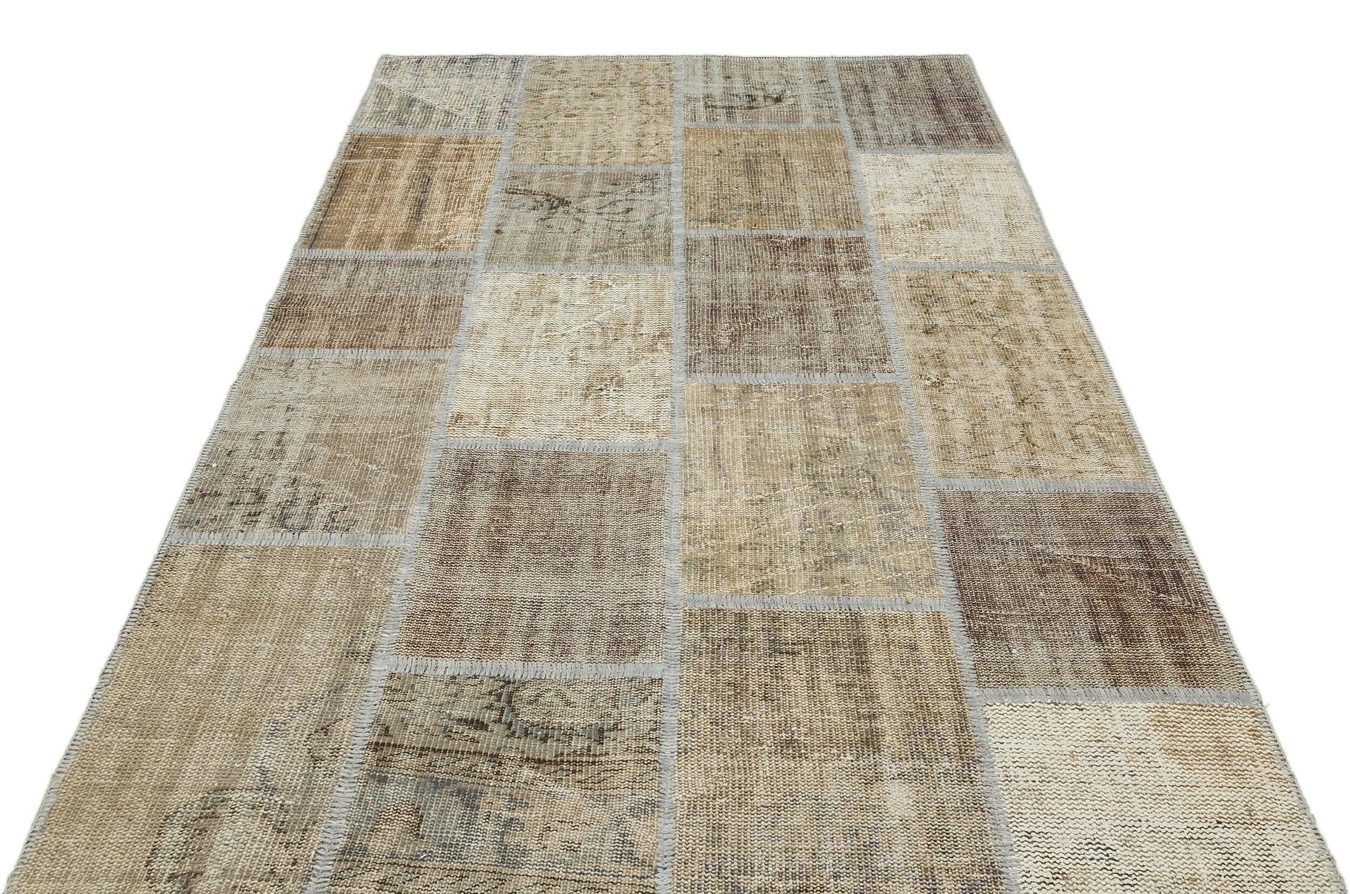 Bej Anadolu Eskitme Geometrik Yün Halı 161x232 - Özel Seri