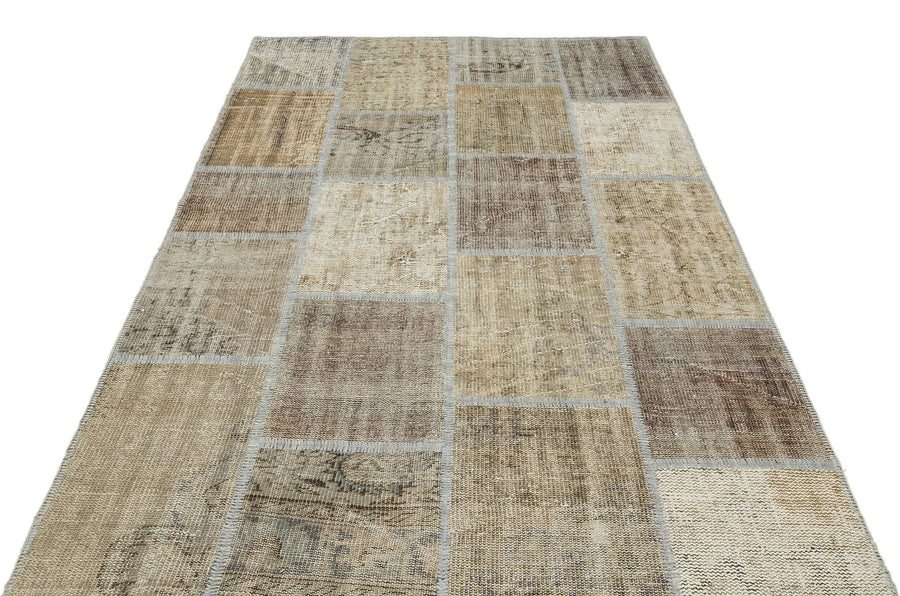 Bej Anadolu Eskitme Geometrik Yün Halı 161x232 - Özel Seri