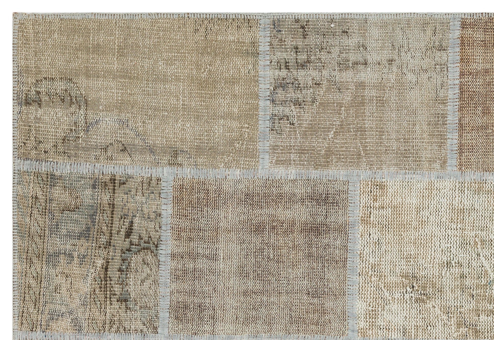 Bej Anadolu Eskitme Geometrik Yün Halı 161x232 - Özel Seri