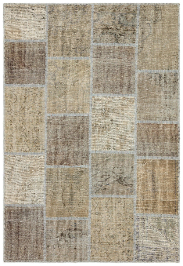 Bej Anadolu Eskitme Geometrik Yün Halı 161x232 - Özel Seri
