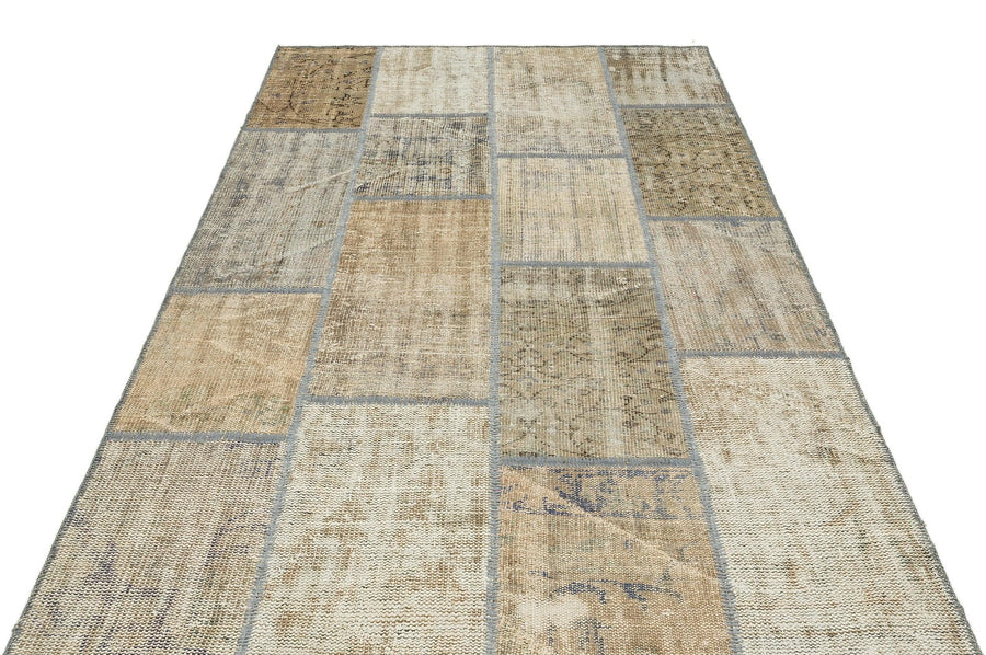 Bej Anadolu Eskitme Geometrik Yün Halı 161x231 - Özel Seri