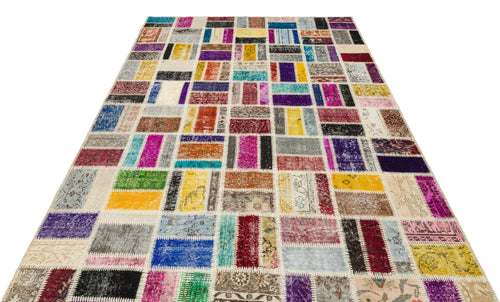 Iskece Bej Patchwork Yün El Dokuma Halısı 190 x 271 Apex Unique