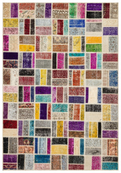 Iskece Bej Patchwork Yün El Dokuma Halısı 190 x 271 Apex Unique