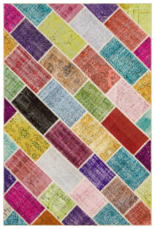 Iskece Bej Patchwork Yün El Dokuma Halısı 191 x 282 Apex Unique