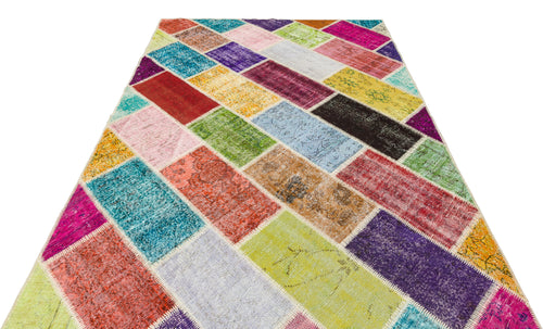 Iskece Bej Patchwork Yün El Dokuma Halısı 191 x 282 Apex Unique