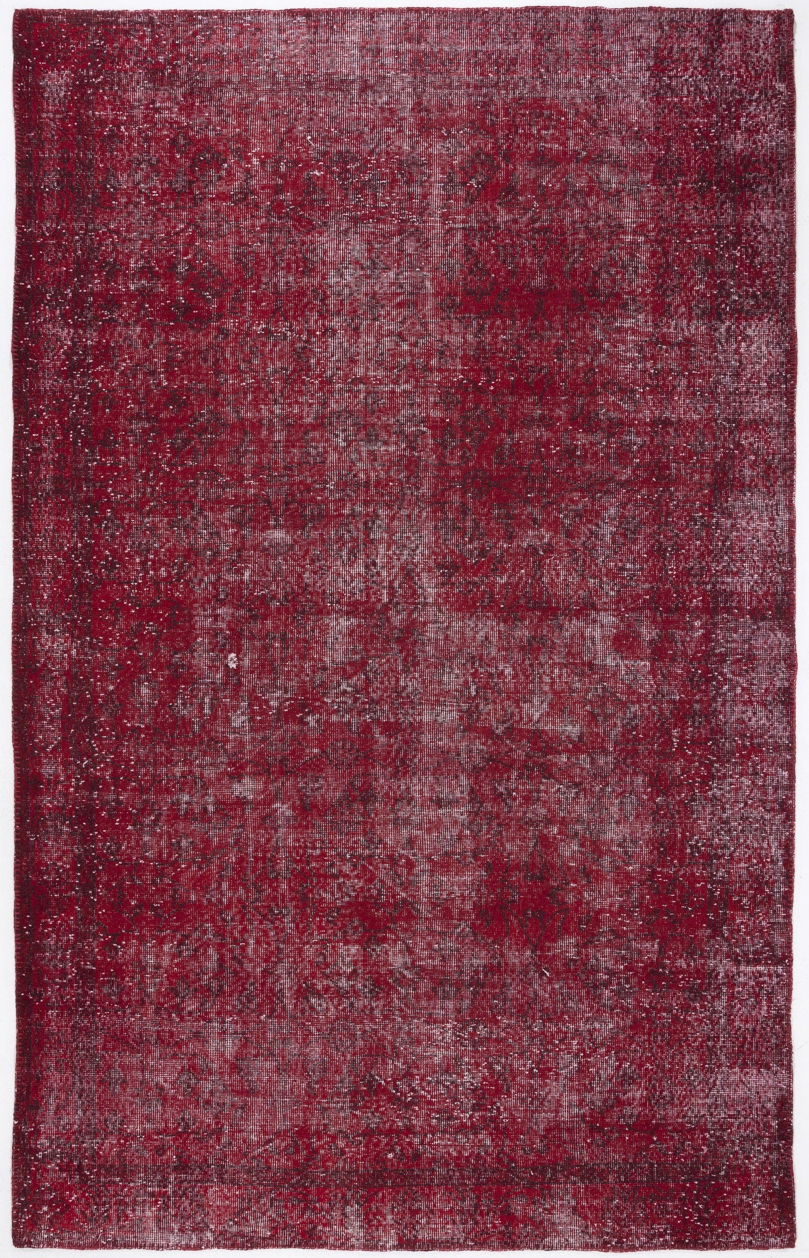 Atina Kırmızı Eskitme Yün El Dokuma Halısı 195 x 308 Apex Unique