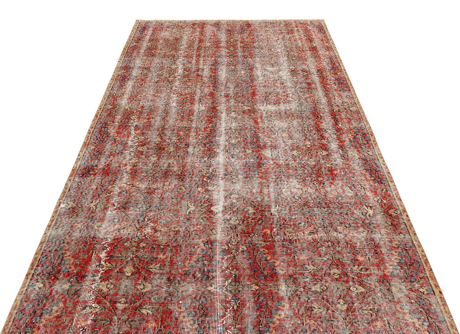 Kırmızı Anadolu Eskitme Madalyonlu Yün Halı 155x264 - Özel Seri