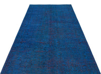 Blue & Navy Solid Hand-Knotted Wool Rug 150x257 cm (4'11" x 8'5")