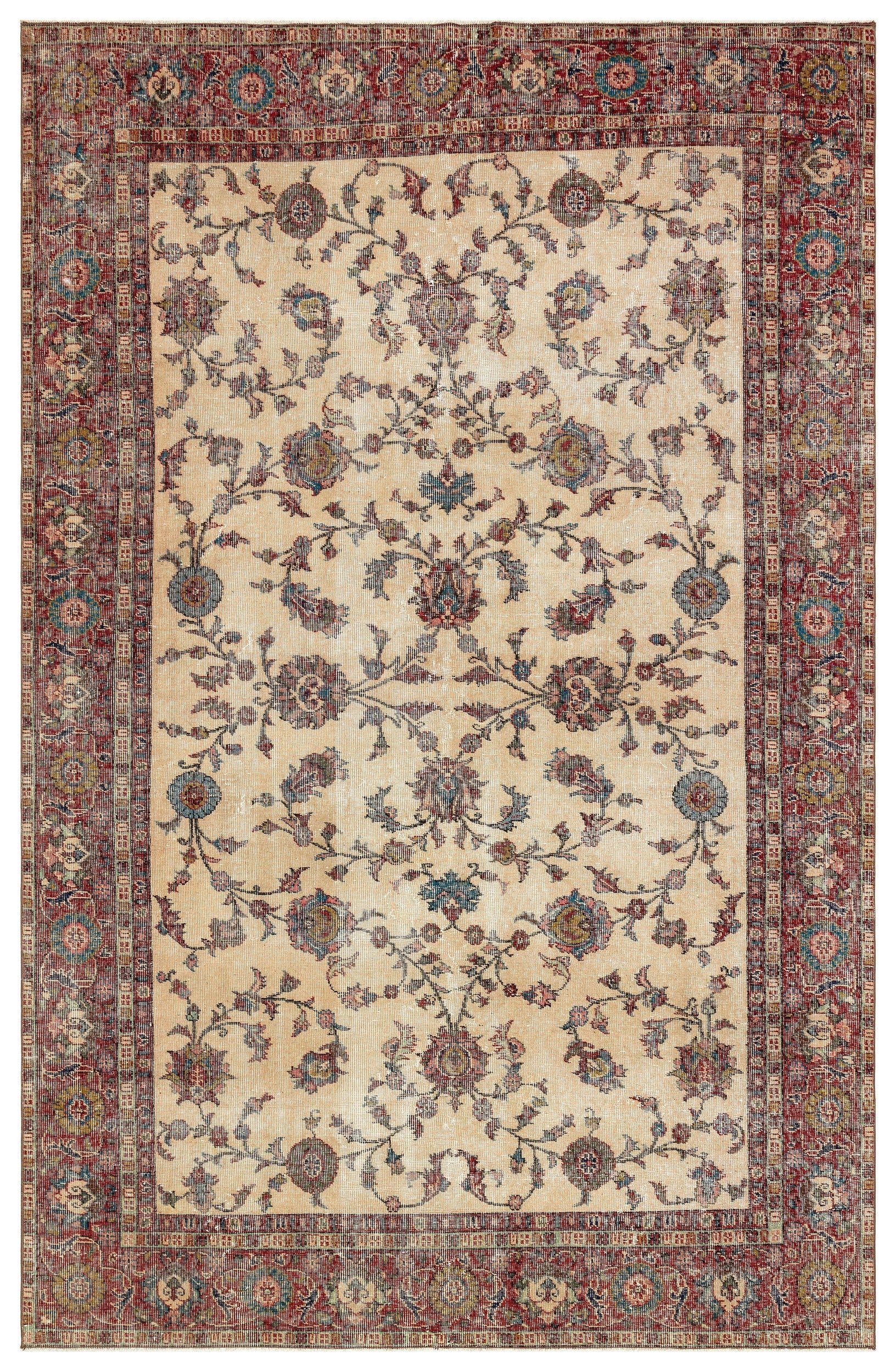 Atina Bej Eskitme Yün El Dokuma Halısı 193 x 297 Apex Unique