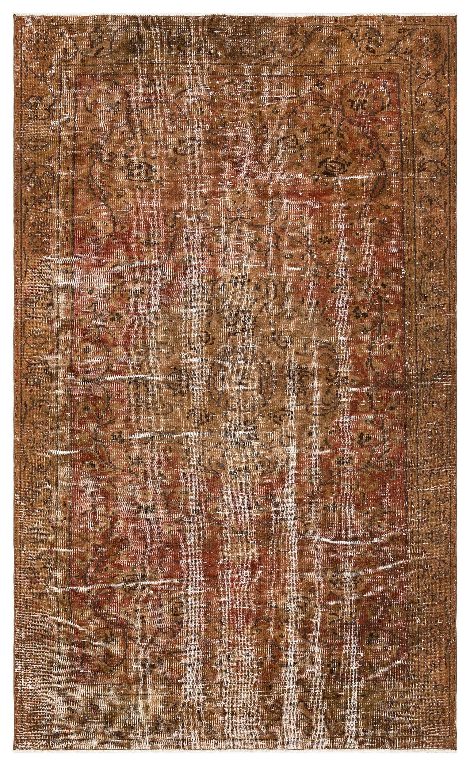 Atina Kahverengi Eskitme Yün El Dokuma Halısı 152 x 250 Apex Unique