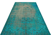 Turquoise & Beige Vintage Turkish Rug 166x273 cm (5'5" x 8'11")